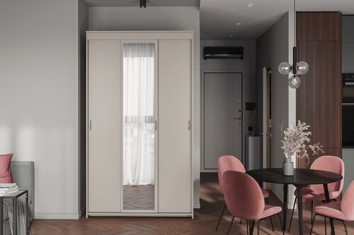 Изображение товара Шкаф-купе Миллениум-3 Кашемир для одежды с зеркалом трехдверный 190*210*50