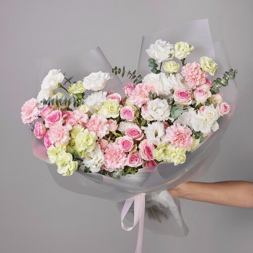 Изображение товара Букет "Валлетта" XL из гвоздики и розы - эксклюзивно на Яндекс. Маркете