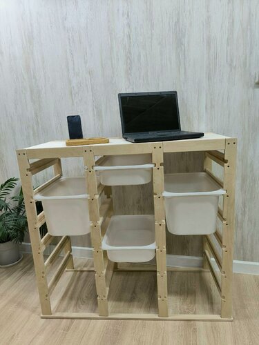 Изображение товара Стеллаж Woodtut "Домик", для игрушек, 7 полок, из ЭКО дерева, бежевый