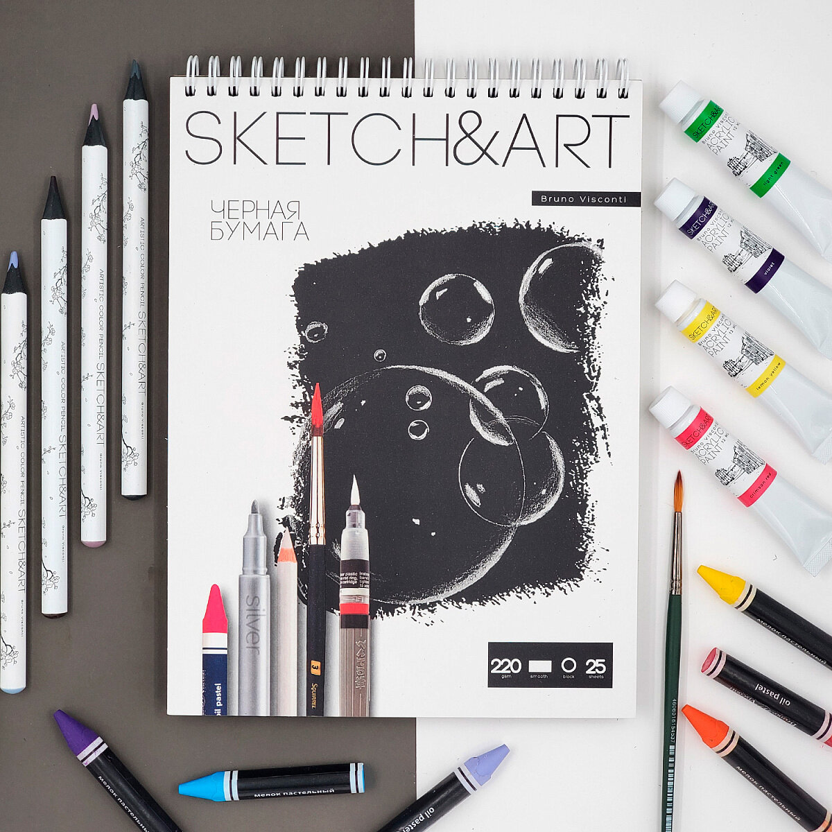 Скетчбук SKETCHBOOK SKETCH&ART BV 185х250 мм, 25 Л. Черный 220 ГР. На гребне, для скетчинга