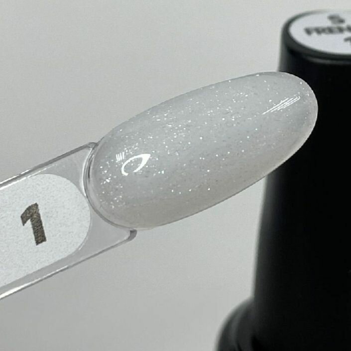 Y.ME Молочная база French Rubber Base 01S (с серебряным шиммером), 30 мл, для гель-лака, каучуковая цветная база для ногтей, базовое покрытие для маникюра и педикюра