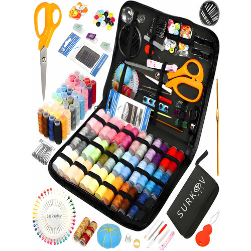 Швейный набор дорожный для дома и шитья с нитками, иголками, ножницами, универсальный 226 предметов Набор для шитья