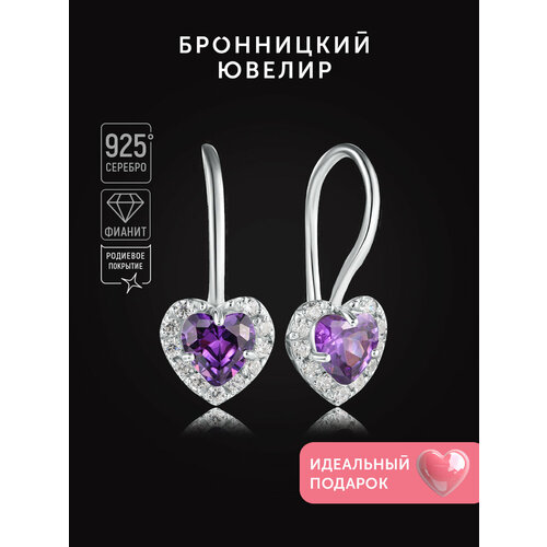 фото Серьги бронницкий ювелир, серебро, 925 проба, родирование, фианит