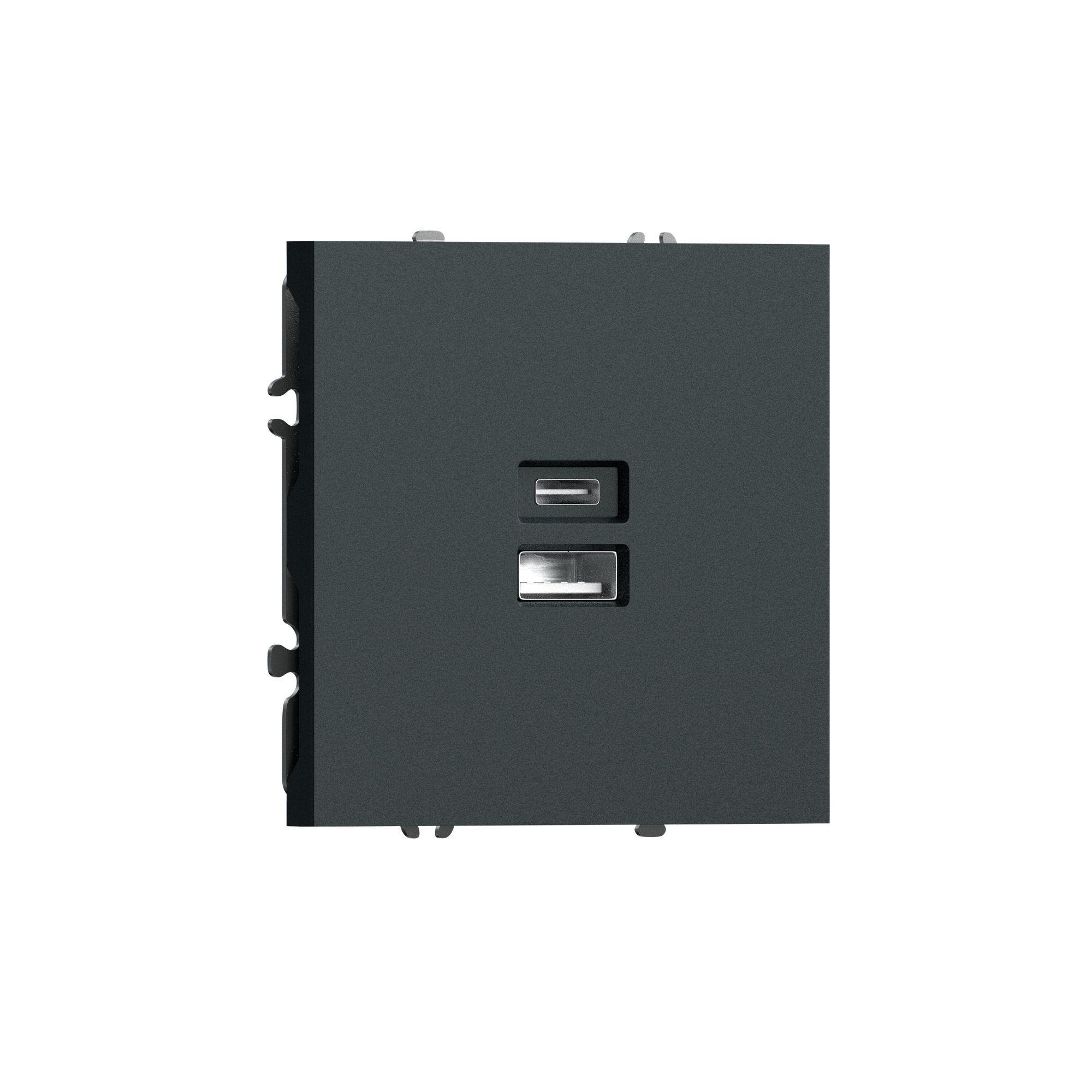 USB-зарядка типа A+С 3100мA 12Вт, цвет графит черный, серия S08, Donel