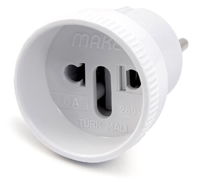 Адаптер - переходник на российскую вилку MAKEL 10009 без заземления 220В 6А белый