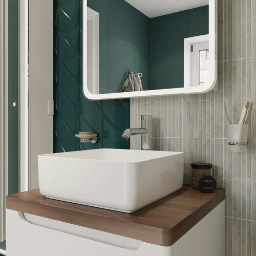 Изображение товара Раковина накладная STWORKI City 1 38,5 см, квадратная, фарфоровая, раковина для ванной, белая