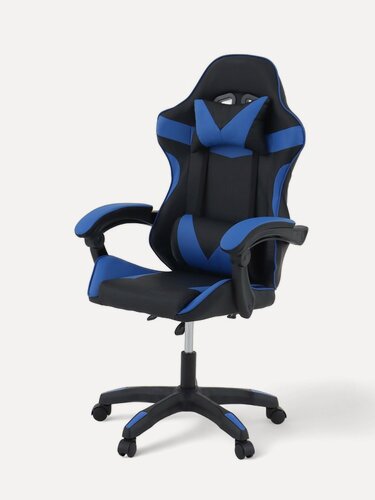 Изображение товара Кресло игровое «Клик Мебель», на колёсиках, экокожа, цвет чёрный/синий