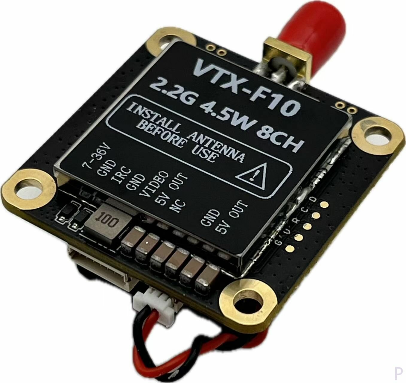 Flyto VTX-F10 2G 2.2G (2000 МГц - 2280 МГц) 4.5W 8CH VTX Беспроводной аналоговый передатчик дальнего действия с поддержкой установки летающей башни (30.5 * 30.5 мм)