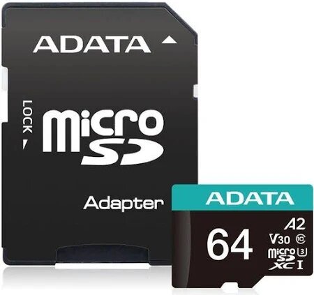 Флеш карта microSDXC 64GB A-Data AUSDX64GUICL10A1-RA1 Premier Pro + adapter
