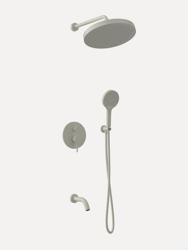 Изображение товара Душевая система с тропическим душем и смесителем, скрытого монтажа, белый матовый