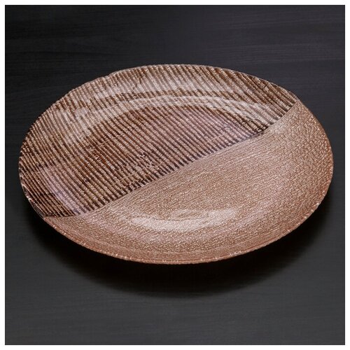 фото Тарелка «селена», d=33 см, цвет коричневый с серебром mikimarket