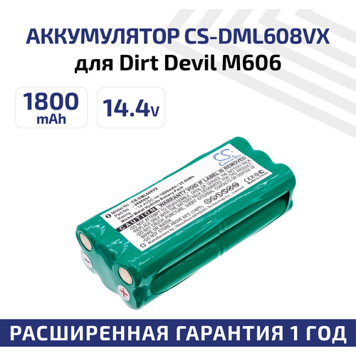 аккумулятор акб аккумуляторная батарея cameronsino cs dml608vx для пылесоса dirt devil m606 m607 m612 2500мач 14 4в ni mh Аккумулятор (АКБ, аккумуляторная батарея) CameronSino CS-DML608VX для пылесоса Dirt Devil M606, M607, M612, 2500мАч, 14.4В, Ni-Mh