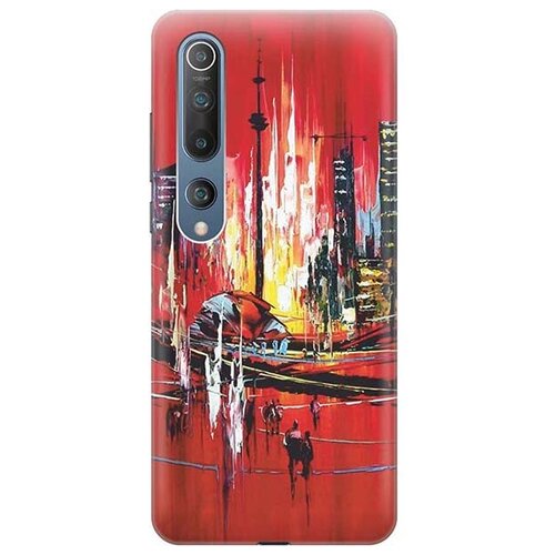 фото Ультратонкий силиконовый чехол-накладка для xiaomi mi 10 с принтом "акварельный город" gosso