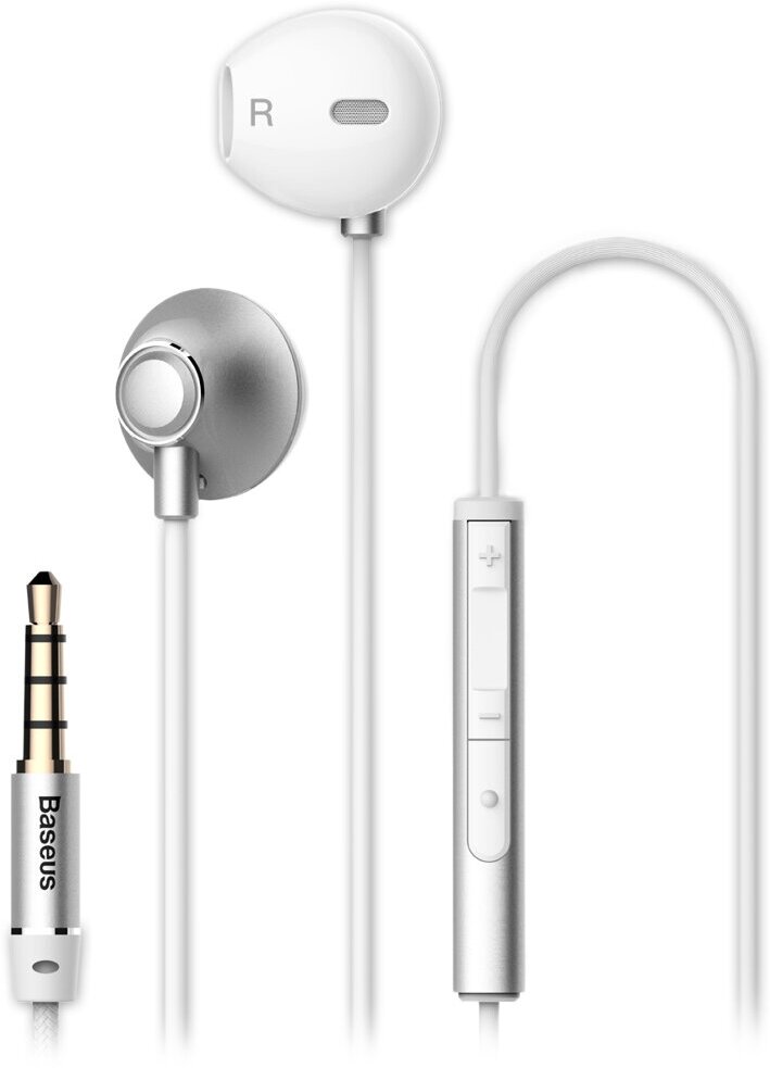 Проводные наушники с микрофоном Baseus Encok H06 lateral in-ear Wired Earphone silver