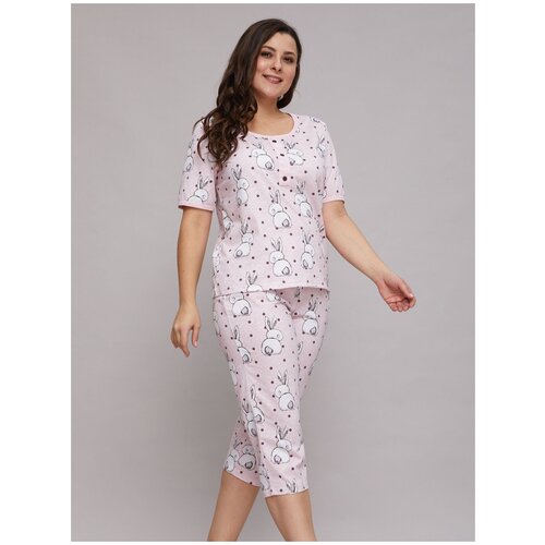 Пижама Алтекс, размер 52, розовый, белый пижама алтекс размер 52 белый бежевый