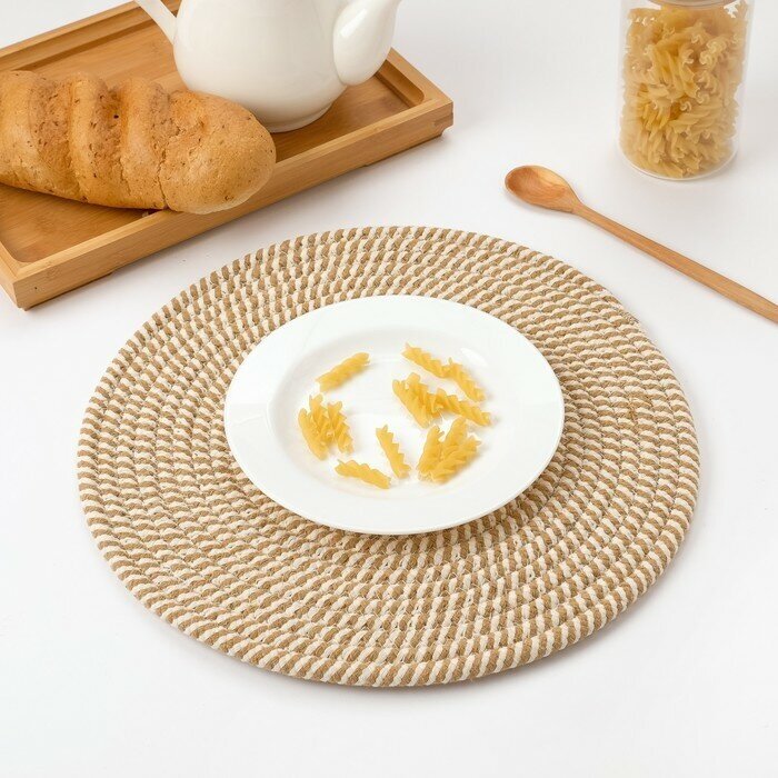 фото Салфетка декоративная Доляна цв. бежевый, 35*35 см, 100% хлопок