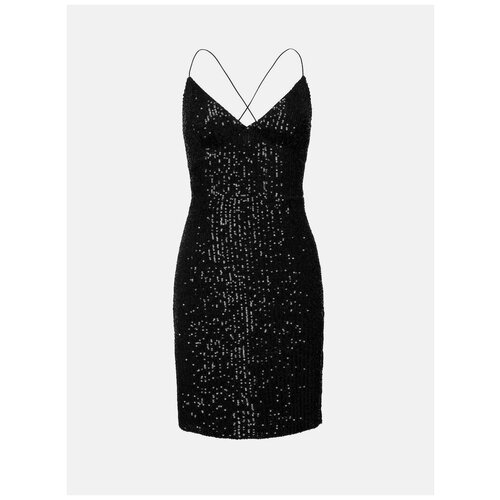 фото Lichi прилегающее платье мини с фигурным вырезом, цвет черный, размер s