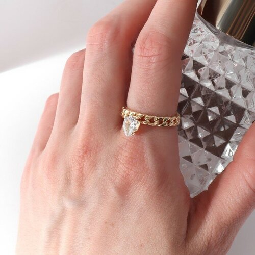 Кольцо Queen Fair, стекло, размер 18, белый, серебряный кольцо queen fair стекло размер 18 серебряный