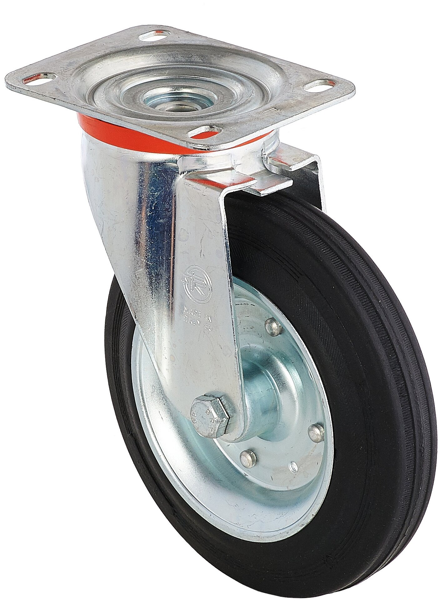 Колесо поворотное Tellure Rota Колесо 535111, диаметр 150мм, грузоподъемность 170кг, черная резина, сталь