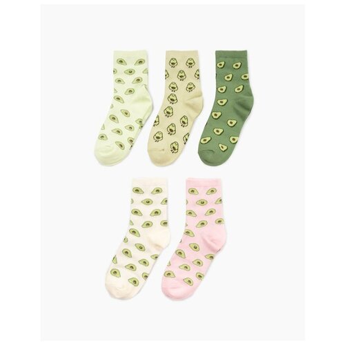 фото Носки с принтом авокадо 5 пар для девочки gloria jeans