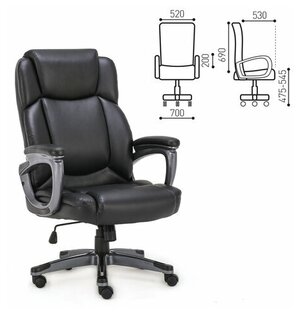Кресло руководителя BRABIX PREMIUM Favorite EX-577, пружинный блок, рециклированная кожа, черное