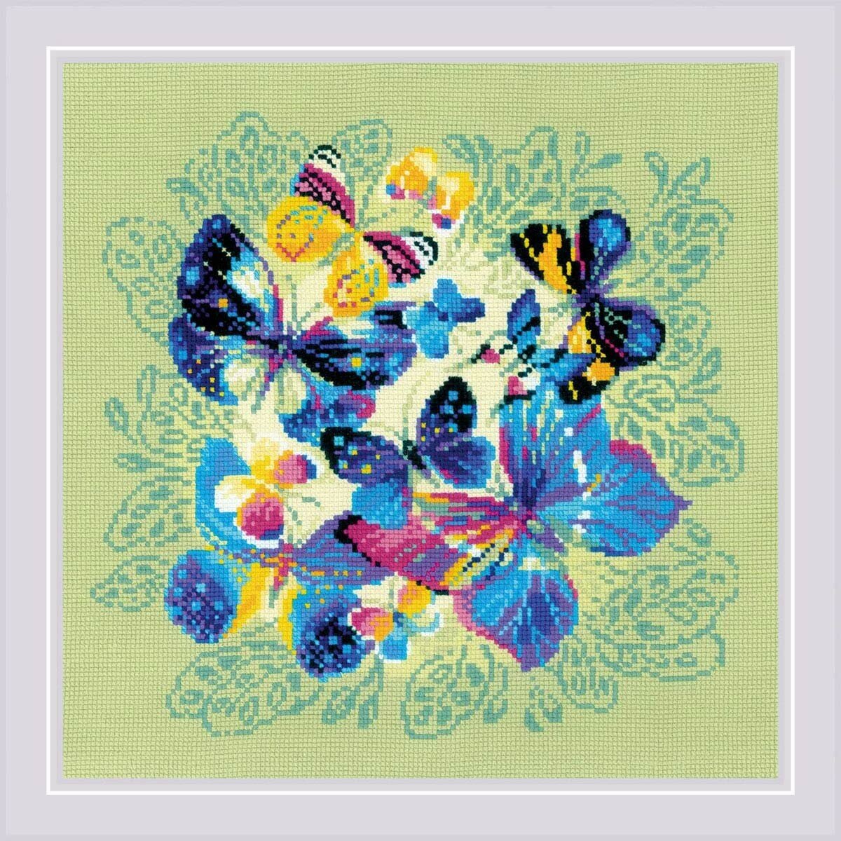 Набор для вышивания Риолис "Панно/подушка Яркие бабочки" 40*40 см