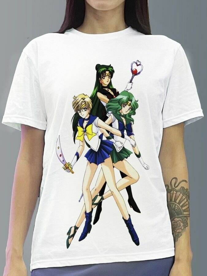Футболка женская белая из хлопка с DTF рисунком Аниме Sailor Moon - 999 —  купить в интернет-магазине по низкой цене на Яндекс Маркете