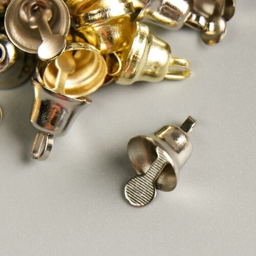 Набор декора для творчества металл Колокольчики-мини золото/серебро d-0,8 см набор 25 шт