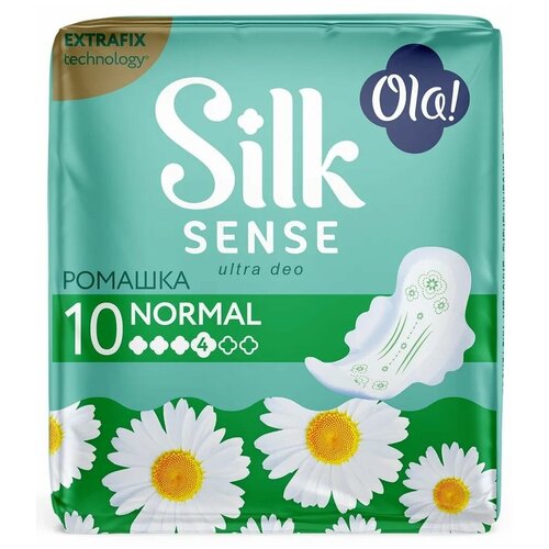 Прокладки ультратонкие Ola! Silk Sense Ultra Normal ромашка, 10 шт. средства для гигиены ola silk sense ультратонкие прокладки с крылышками ultra нормал мягкая поверхность