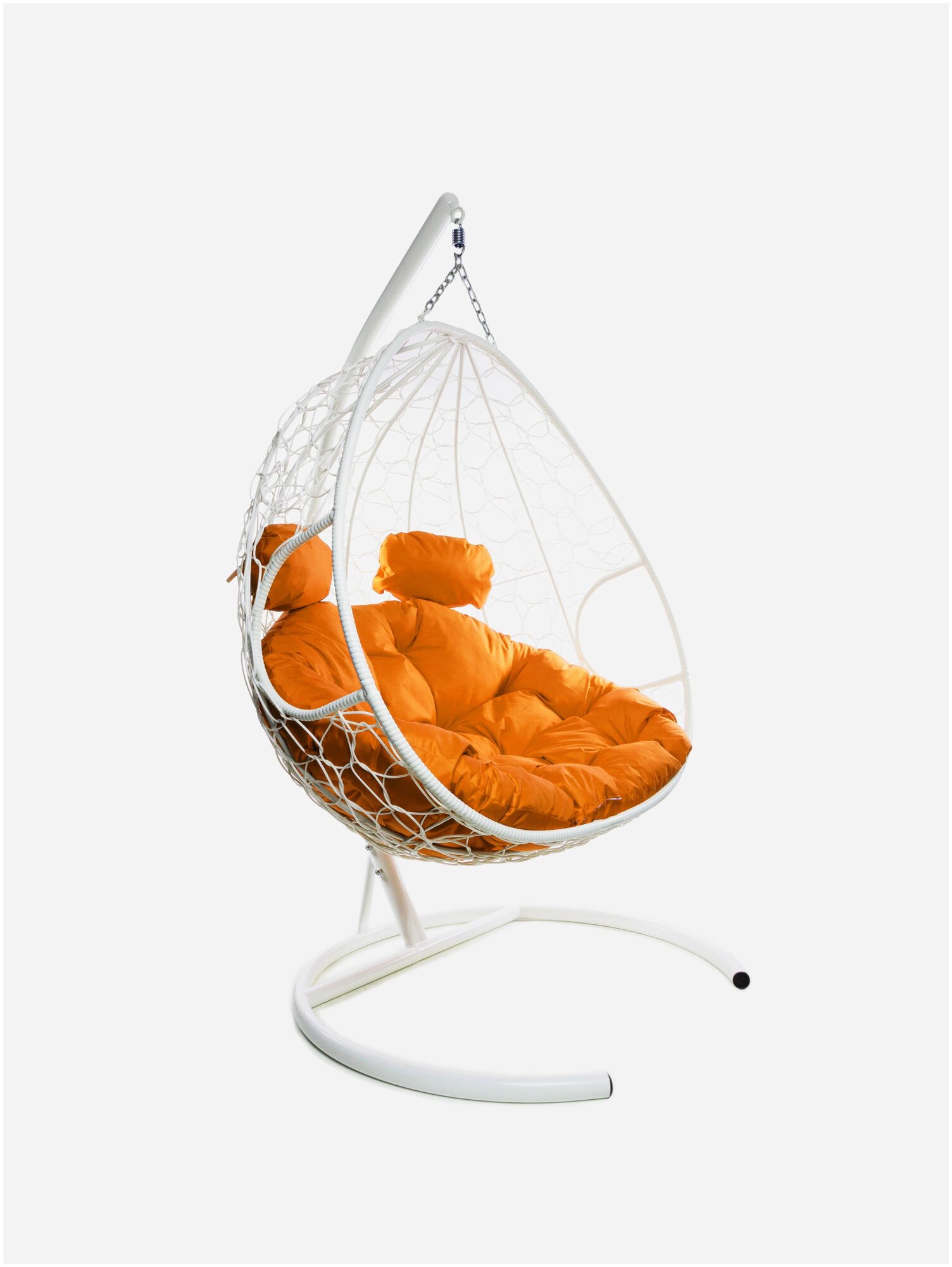 Подвесное кресло m-group для двоих белое, оранжевая подушка - фотография № 19