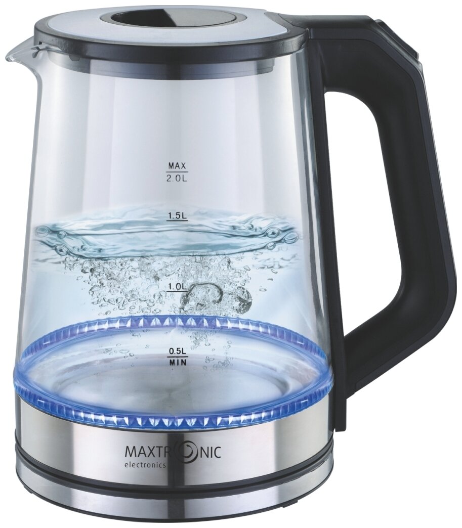 Чайник электрический MAXTRONIC MAX-1780, 1800Вт, 2л, серый БИТ - фото №1