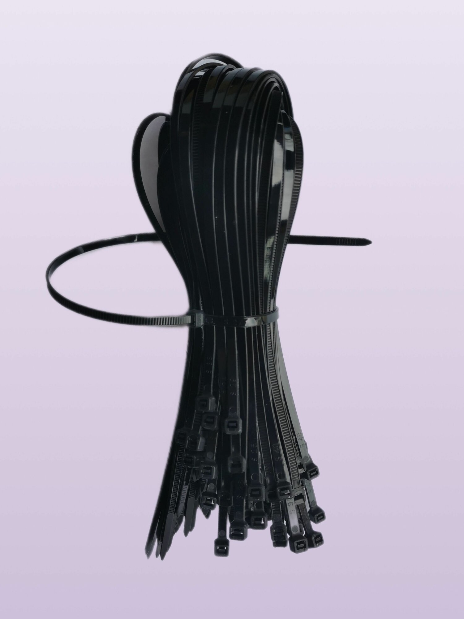 Хомут пластиковый, стяжка кабельная 8х400 мм, черные, 100шт. - фотография № 2