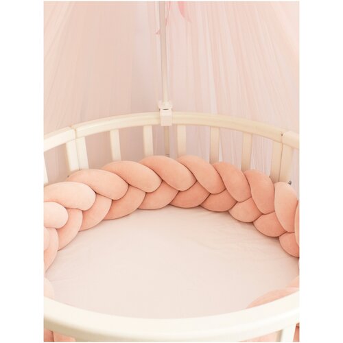 фото Бортик-коса (косичка) в детскую кроватку пудровый цвет alisse dreams