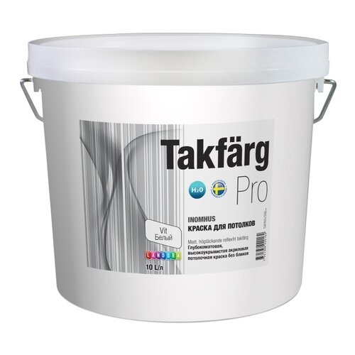 Краска поливинилацетатэтиленовая Landora Takfarg Pro глубокоматовая белый 10 л краска для потолка beckers elegant takfarg 3 л