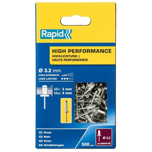 RAPID R: High-performance-rivet, 3.2 х 8 мм, 500 шт, алюминиевая высокопроизводительная заклепка (5001431)