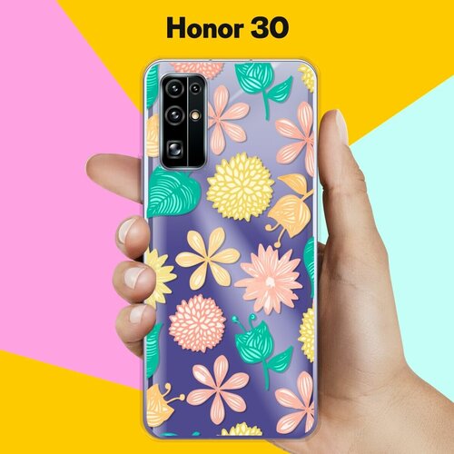 Силиконовый чехол на Honor 30 Узор из цветов / для Хонор 30 силиконовый чехол узор из цветов на honor 30