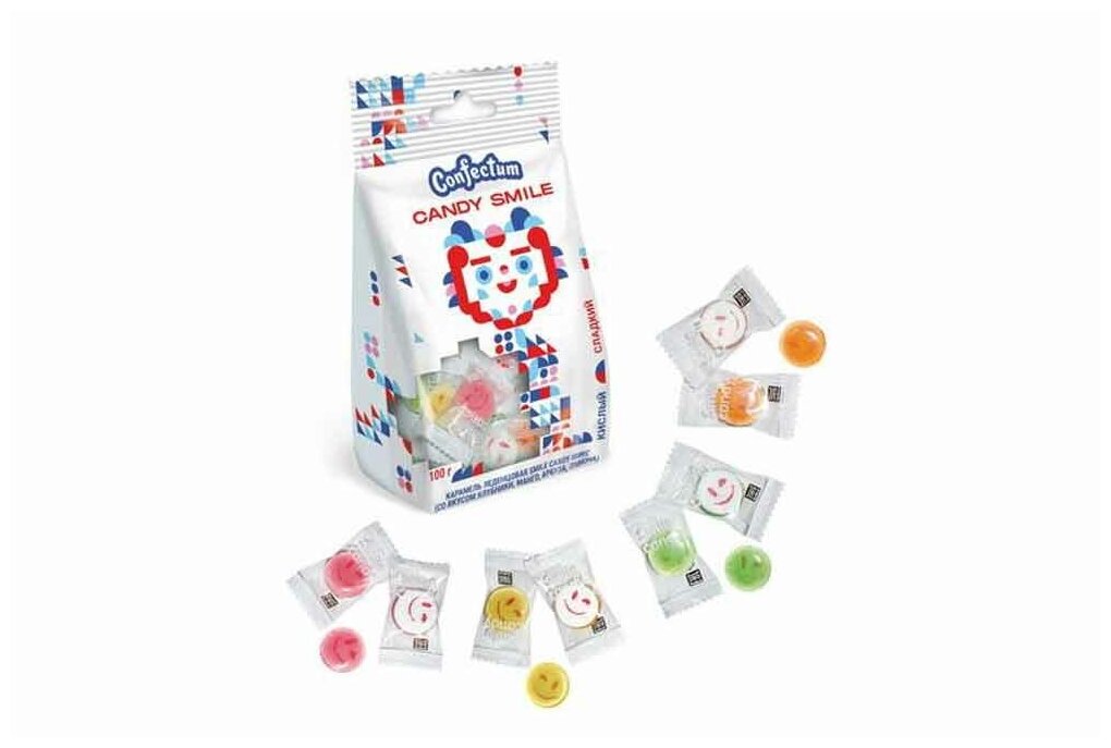 Карамель леденцовая Smile Candy микс (лимон, клубника, манго, арбуз), 100 г х 2 шт. — фото 1