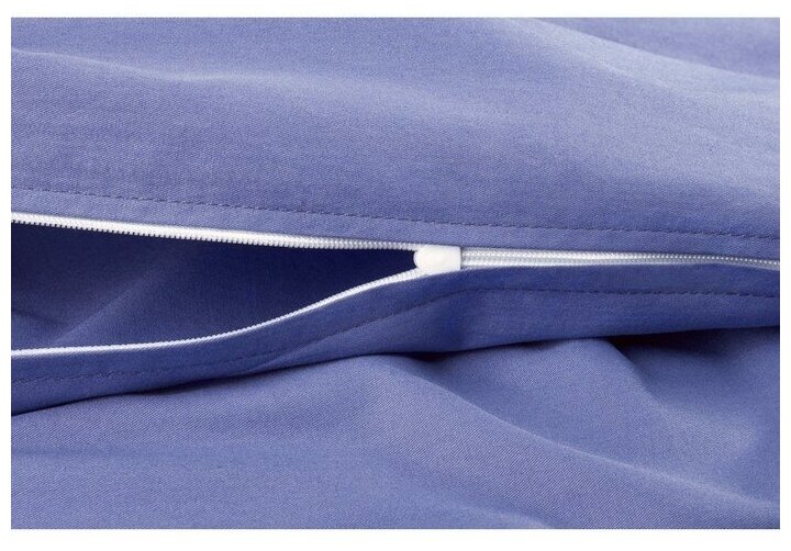 Пододеяльник 2-спальное (175 х 215 см) сатин (100% хлопок) "Моноспейс", синий, Ecotex - фотография № 2