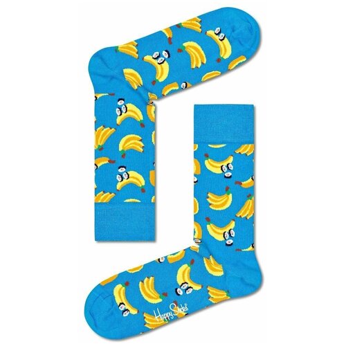 Носки Happy Socks, размер 29, голубой, мультиколор 3pairs funny harajuku women casual cartoon fruit sock banana avocado lemon egg cookie donuts colorful japanese skateboard sock