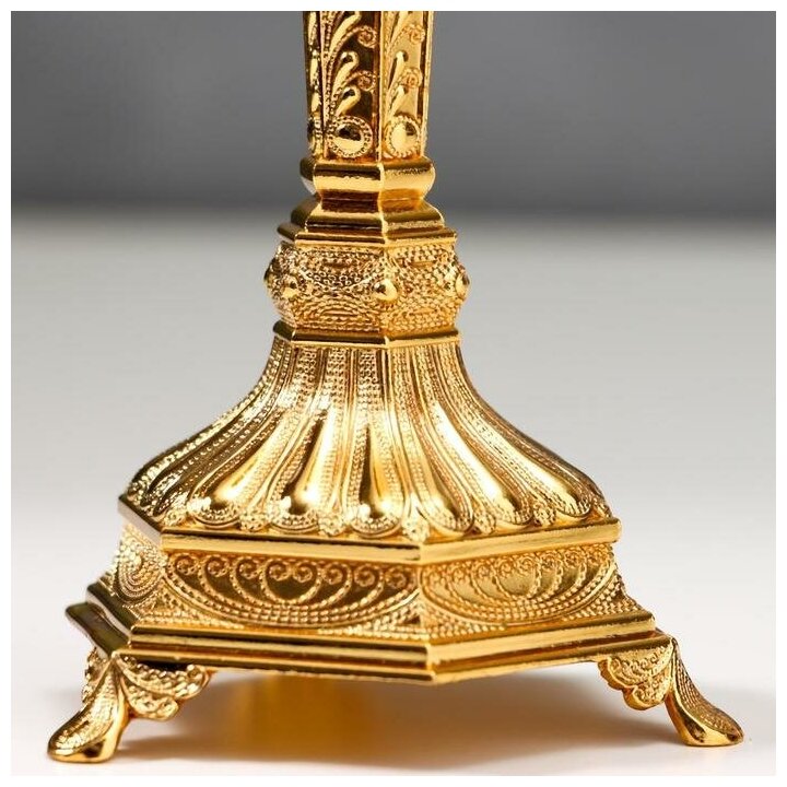 Подсвечник металл на 1 свечу "Узорный" золото 19,8х8х8 см - фотография № 4