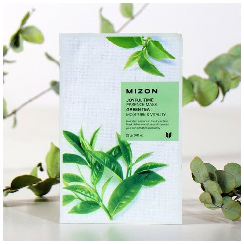 Тканевая маска для лица с экстрактом зелёного чая MIZON Joyful Time Essence Mask Green Tea, 23 г
