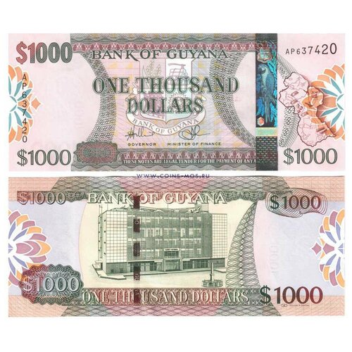 Гайана 1000 долларов 2011-13 г Банк Гайаны UNC гайана 5000 долларов 2011 г unc