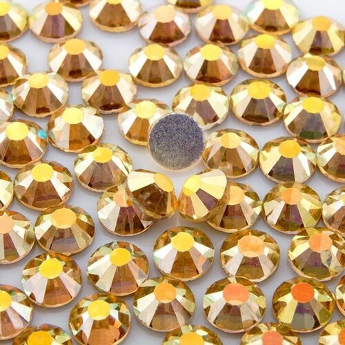 Стразы ss 12 (3 мм), цвет Саншайн ( золотой ) холодной фиксации 1440 штук, клеевые, стеклянные, для гимнастики, для дизайна одежды