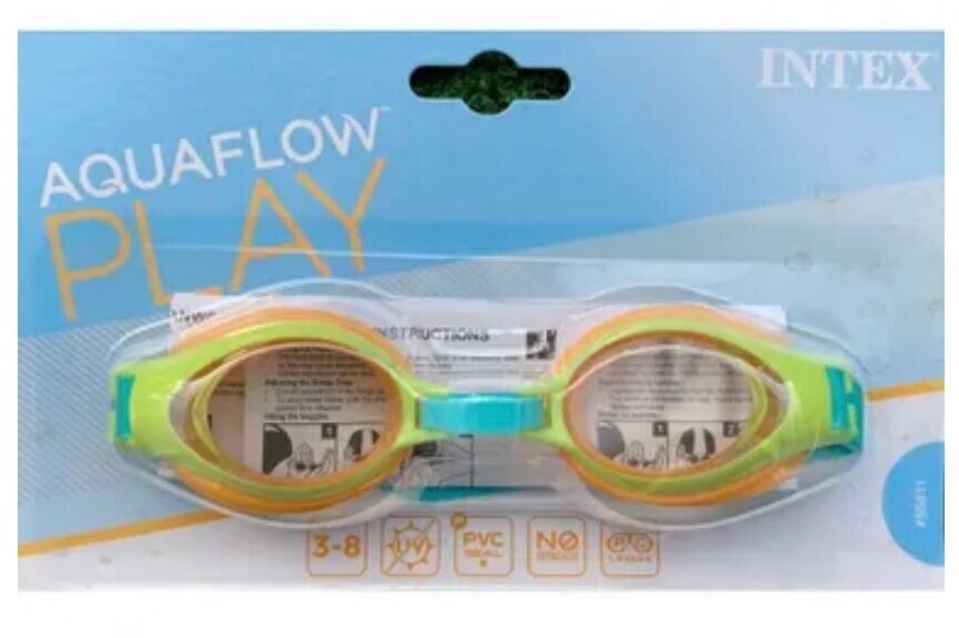 Плавательные очки/очки для плавания/Юниор/AQUA FLOW/от 3 до 8 лет/оранжево-зелёные/