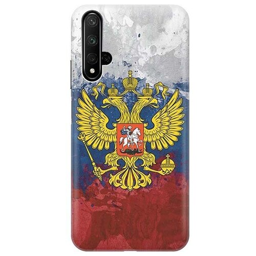 фото Ультратонкий силиконовый чехол-накладка для honor 20 / huawei nova 5t с принтом "герб и флаг рф" gosso