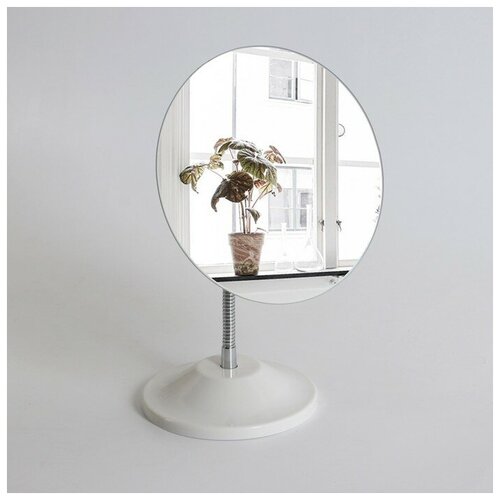 Зеркало настольное, на гибкой ножке, d зеркальной поверхности 15 см, цвет белый