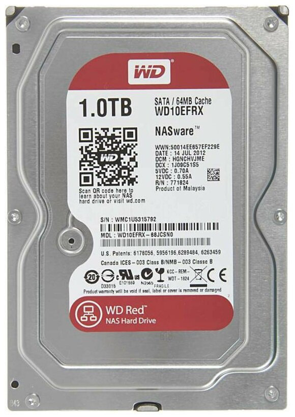Жесткий диск HDD WD Red 1TB (WD10EFRX)