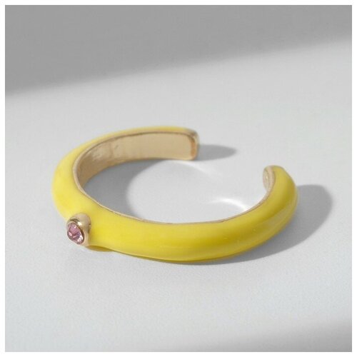 Кольцо Queen Fair, эмаль, безразмерное, желтый кольцо queen fair эмаль бирюзовый желтый