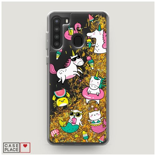 фото Чехол жидкий с блестками samsung galaxy a21 на отдыхе case place