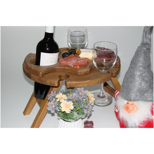 Винный столик с менажницей - Тик, универсальный подарок на праздник, день рождения